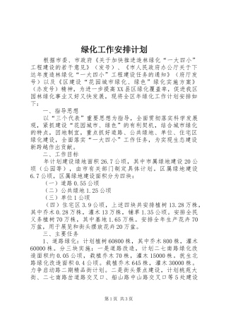 绿化工作安排计划