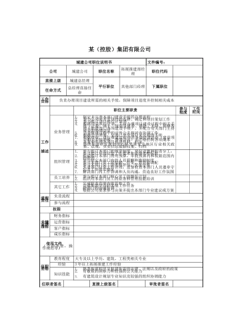 拓展报建部经理岗位说明书