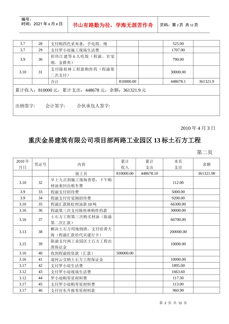 重庆金peng建筑有限公司两路工业园区土石方工程_第2页