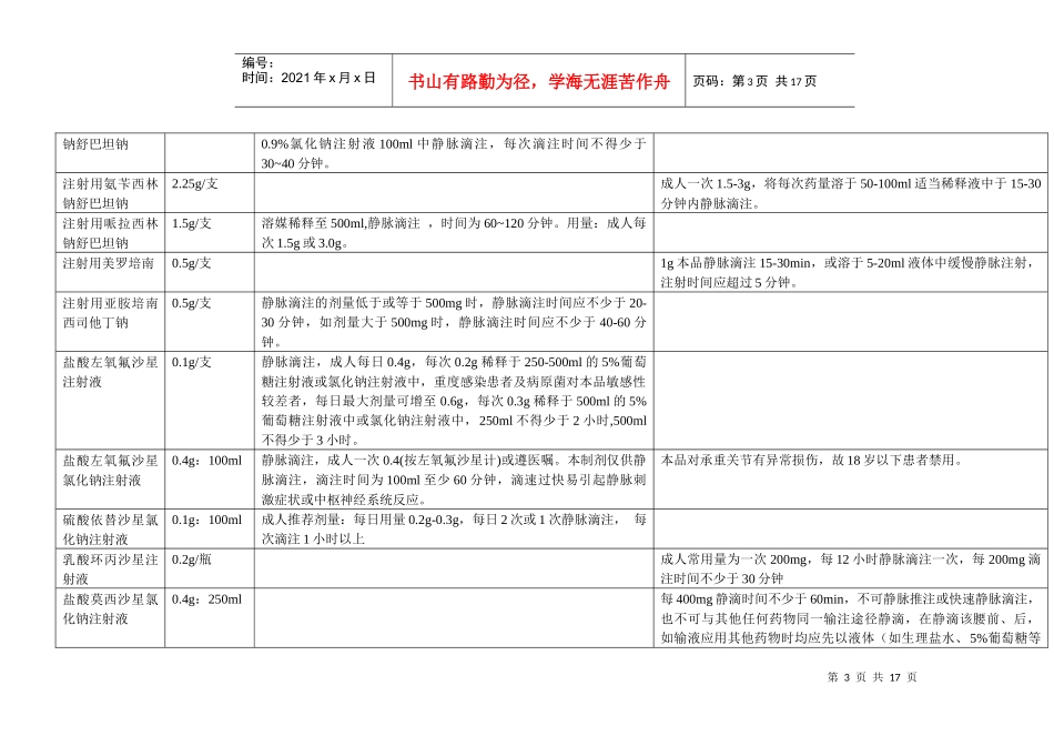 针剂滴速时间表_第3页
