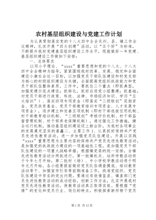 农村基层组织建设与党建工作计划