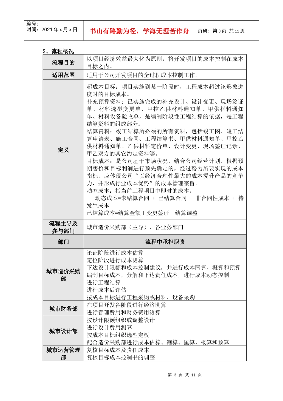 造价采购部项目成本管理流程KWG-PD-ZJ-01_第3页