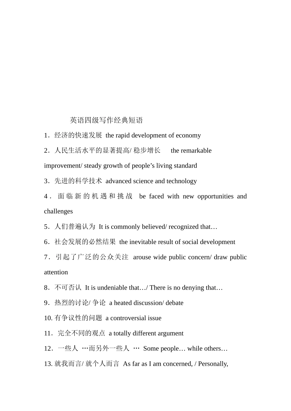 英语四级写作经典短语汇总_第1页