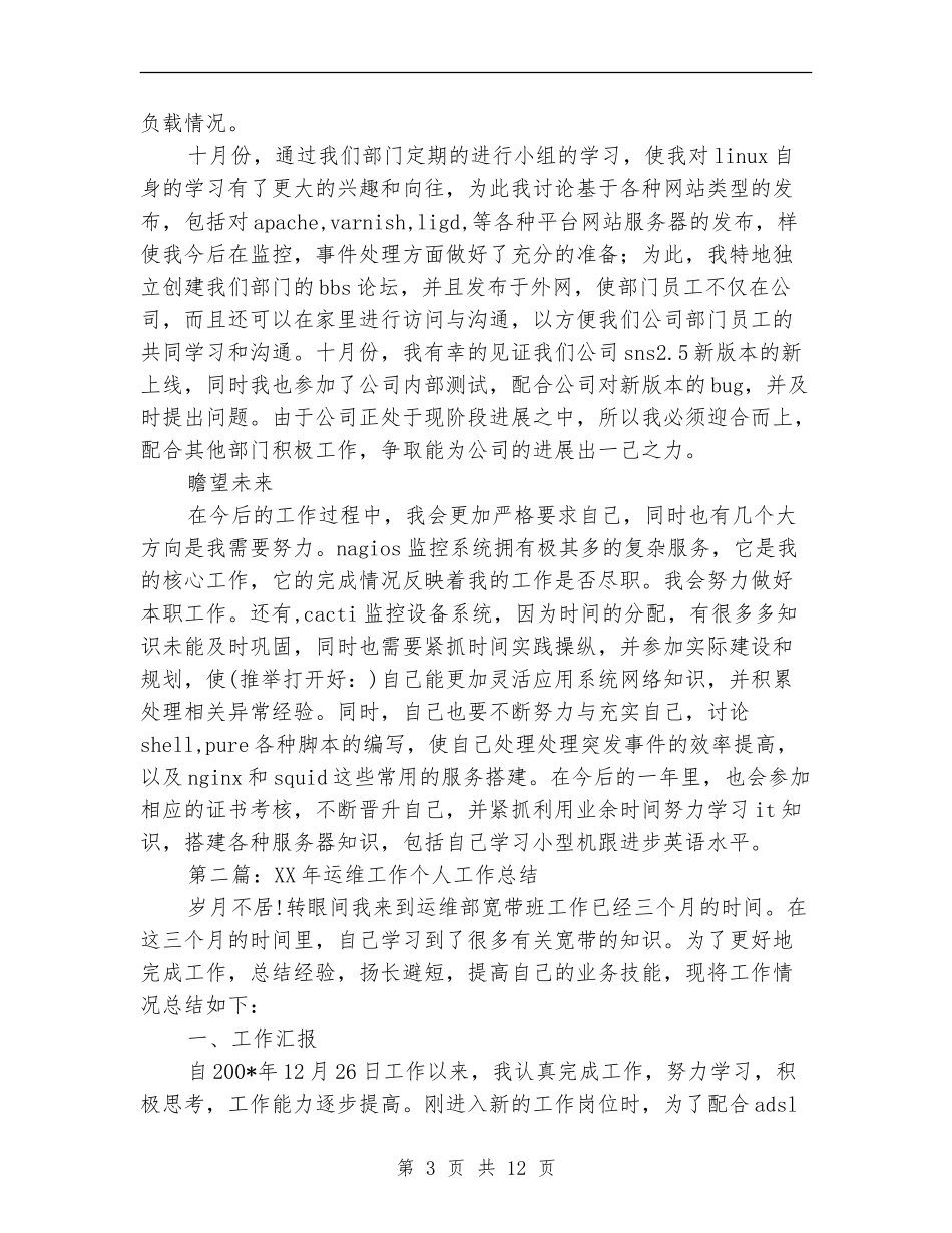 运维中心试用期个人工作总结_第3页
