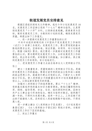 街道发展党员安排意见