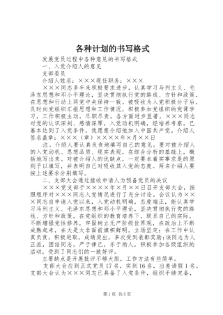 各种计划的书写格式