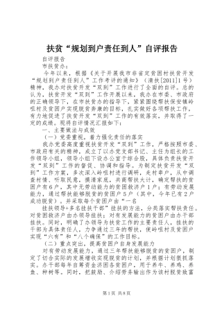扶贫“规划到户责任到人”自评报告