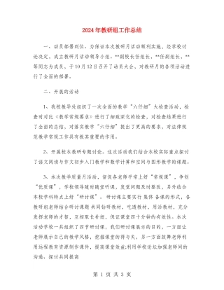 2024年教研组工作总结