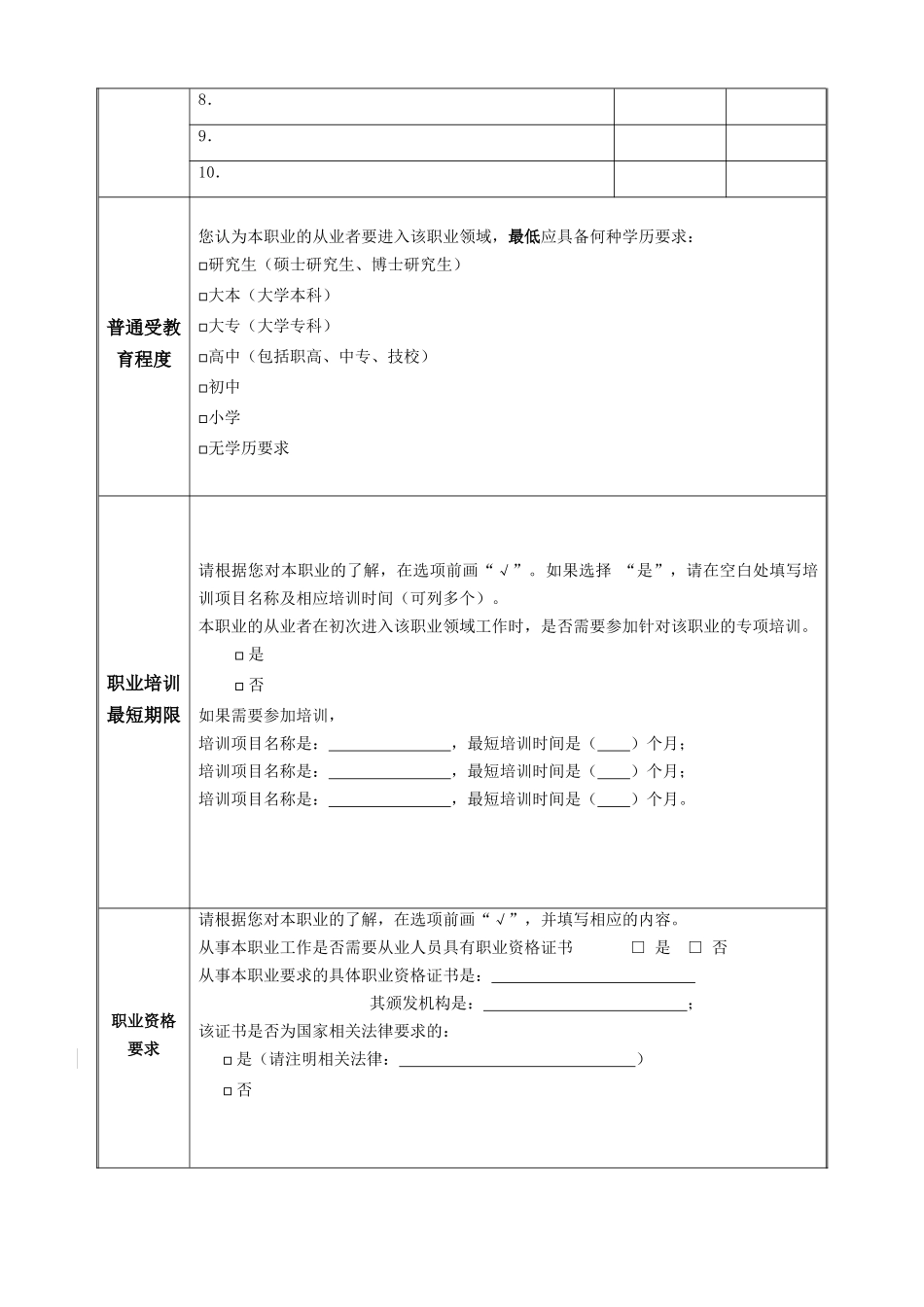 拟新增职业描述信息采集表-人力资源主管_第2页