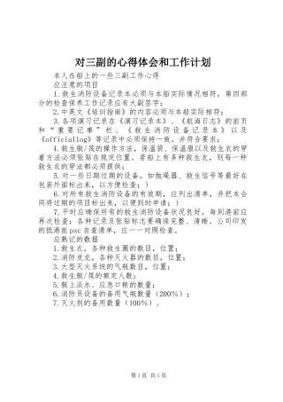 对三副的心得体会和工作计划