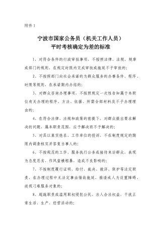 某市国家公务员考核确定为差的标准