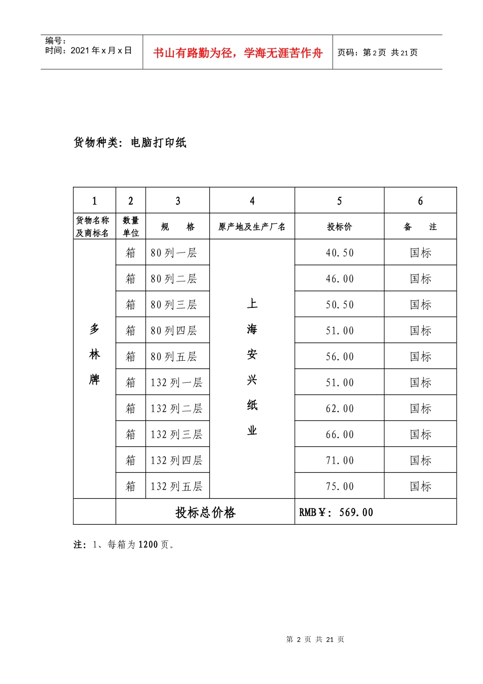 溧水县通晓科技有限公司投标报价表_第2页