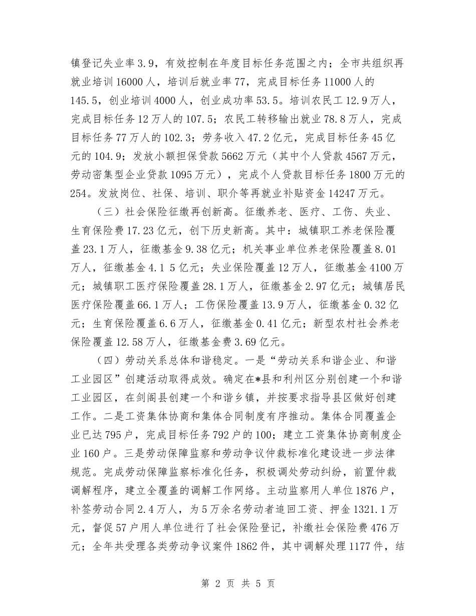 2024年11月市劳动保障工作总结报告与2024年11月市医院顾客满意度调查总结汇编_第2页