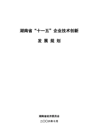 湖南省十一五企业技术创新