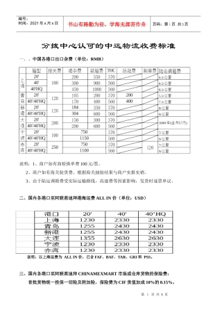 物流各环节成本推荐报价