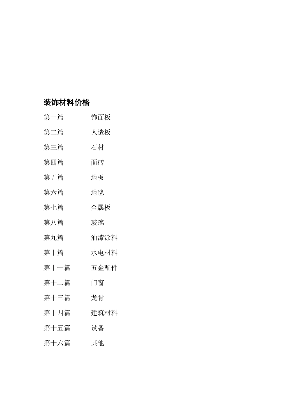 各种装饰材料价格汇编_第1页