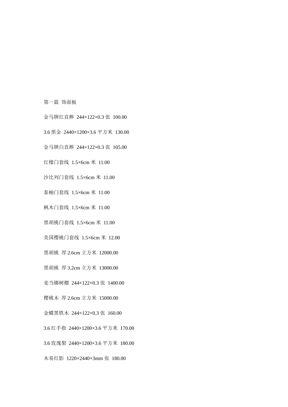各种装饰材料价格汇编_第2页