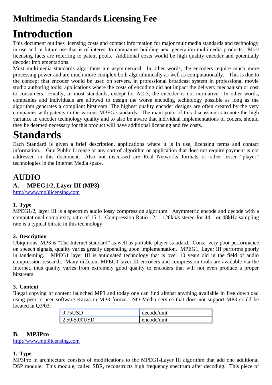 多媒体格式专利费参考标准_第1页