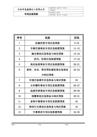 煤化工专项应急救援预案