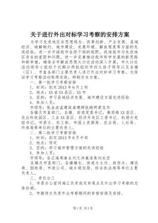 关于进行外出对标学习考察的安排方案