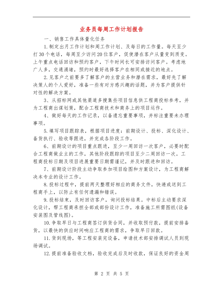 业务员每周工作计划报告_第2页