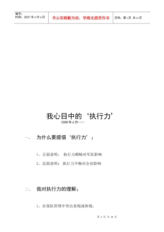 漫谈我心目中的“执行力”