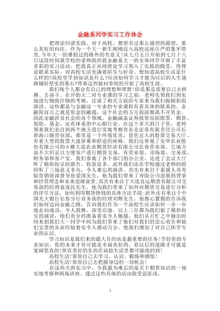 金融系学生实习工作体会