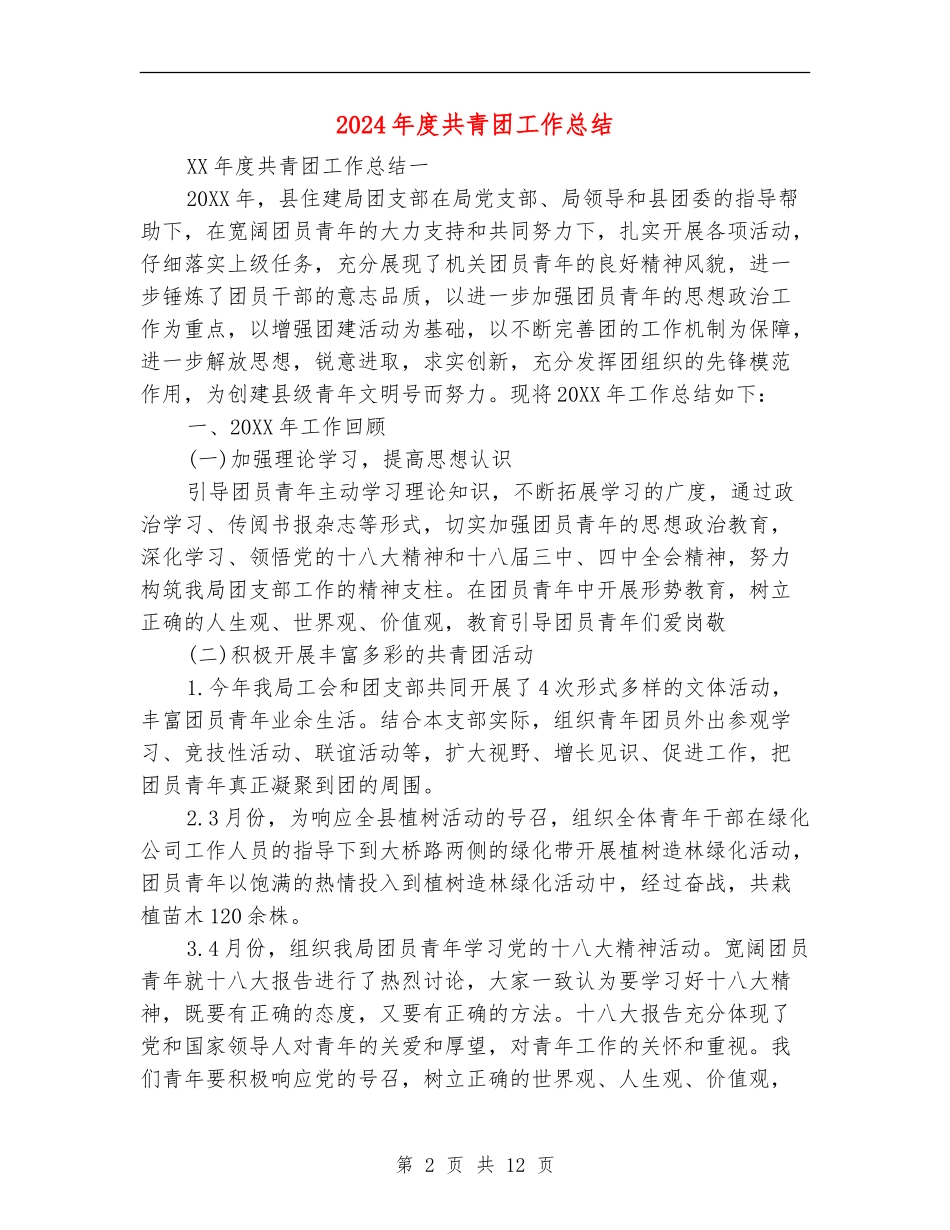2024年度共青团工作总结_第2页