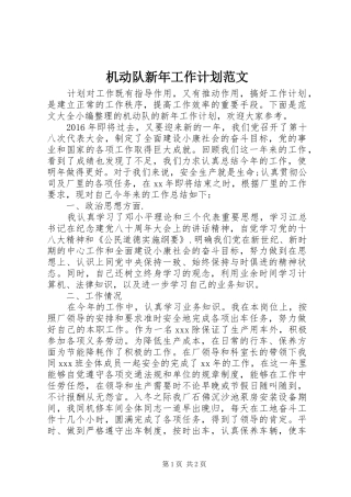 机动队新年工作计划范文