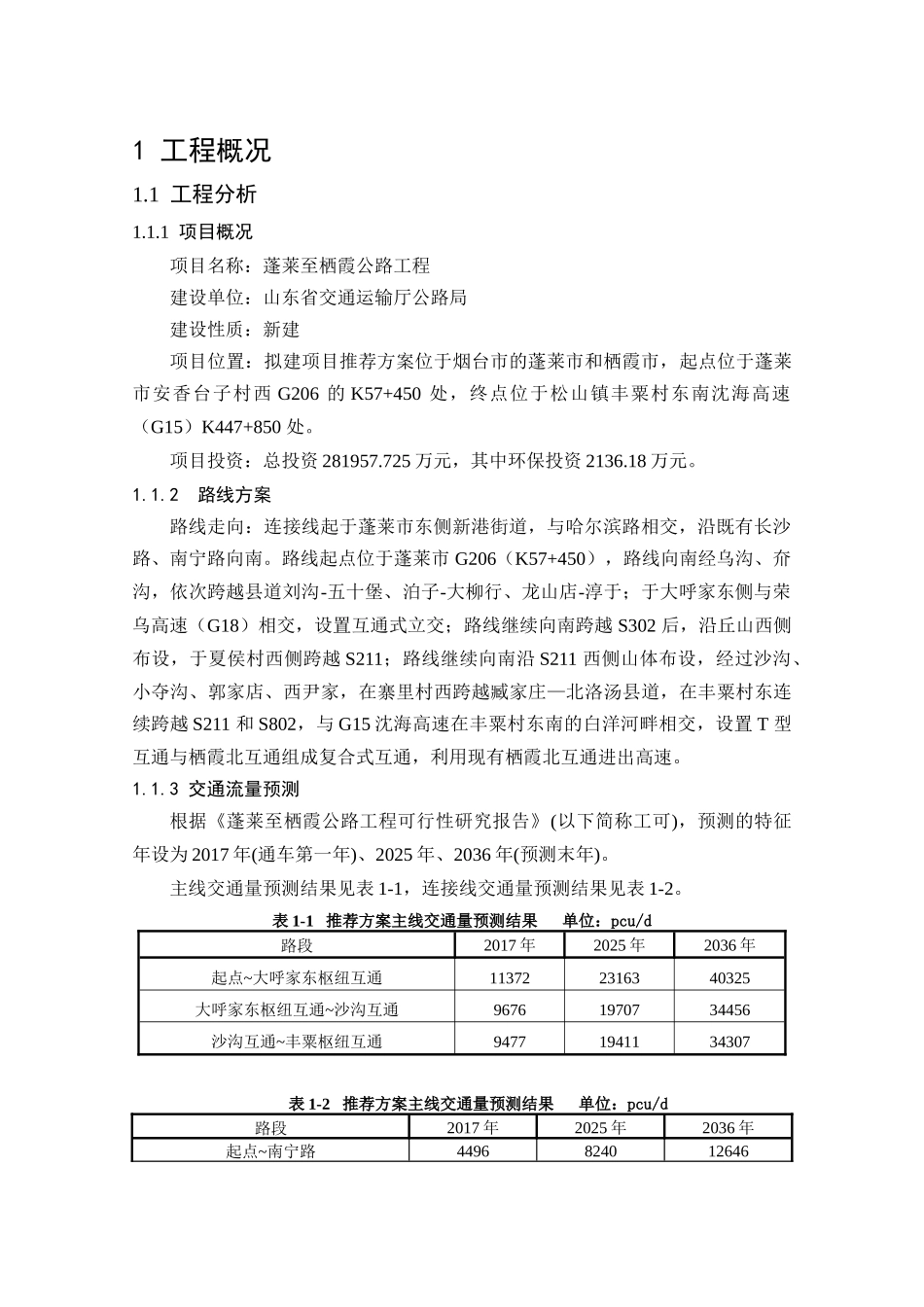 蓬莱至栖霞公路工程环境影响报告书_第1页