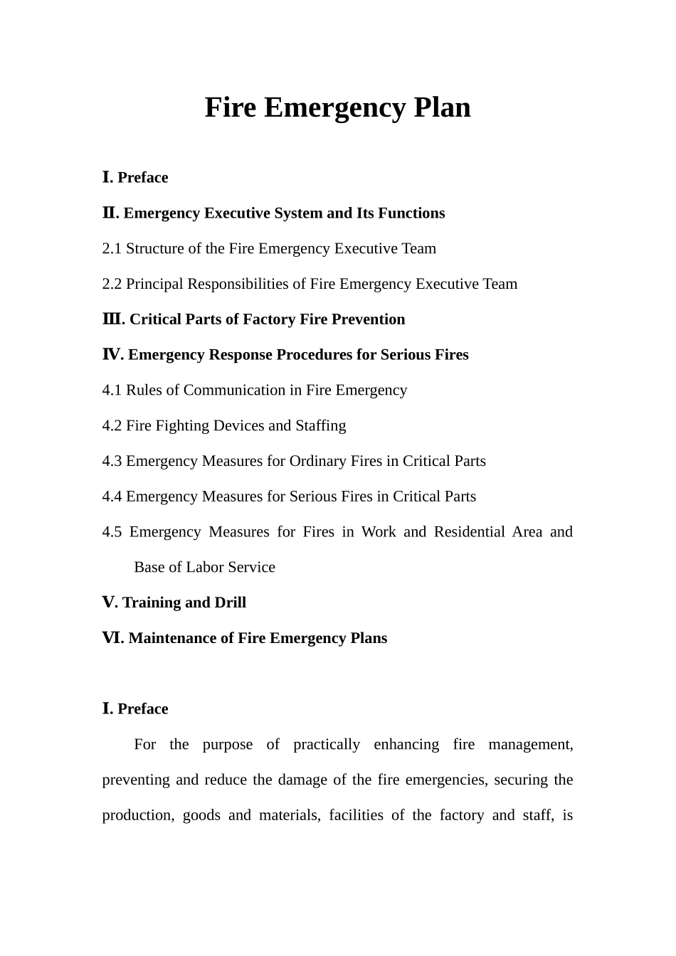 消防紧急预案(英文)_第1页