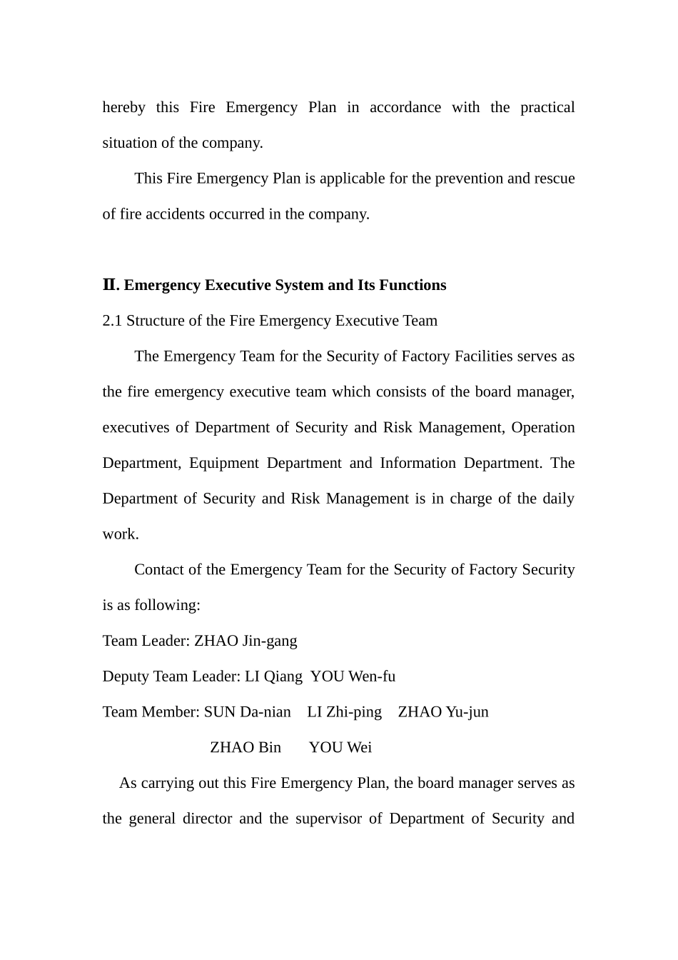 消防紧急预案(英文)_第2页