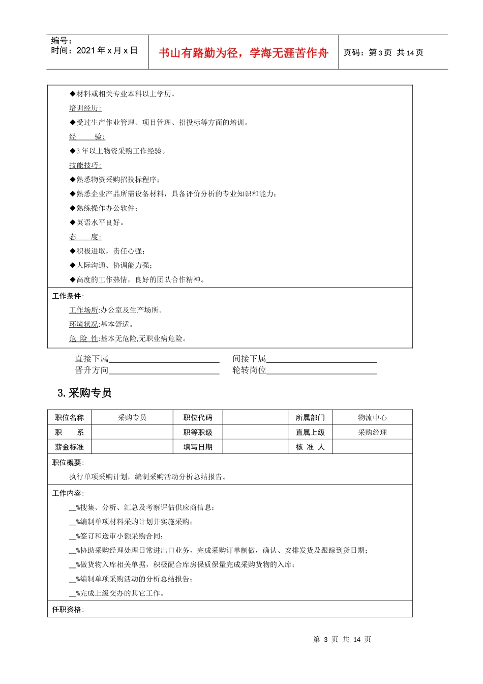 物流公司各职位说明书_第3页