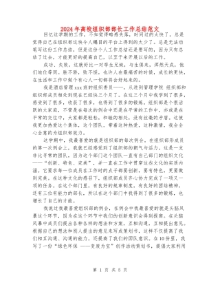 2024年大学组织部部长工作总结范文