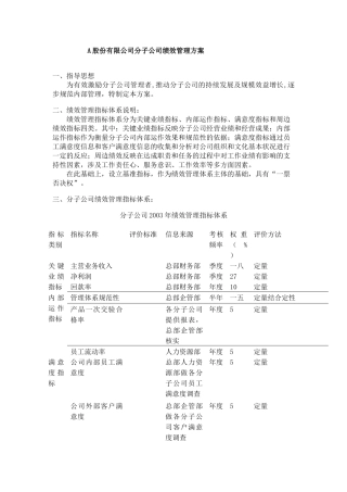 某集团分子公司绩效管理方案