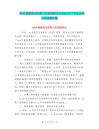 2024系团总支年终工作总结范文与2024红十字会全年工作安排汇编