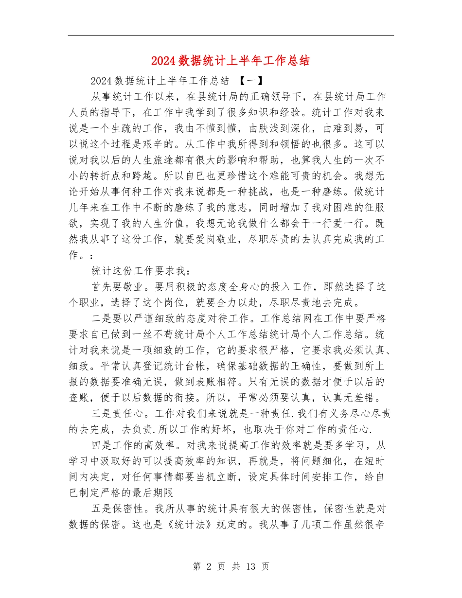 2024数据统计上半年工作总结_第2页