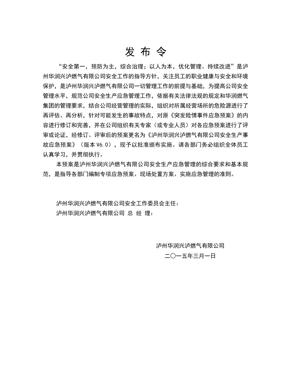 燃气有限公司生产安全事故应急预案_第2页