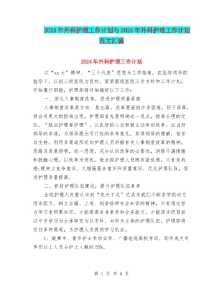 2024年外科护理工作计划与2024年外科护理工作计划范文汇编