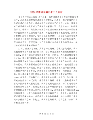 2024年新闻采编记者个人总结