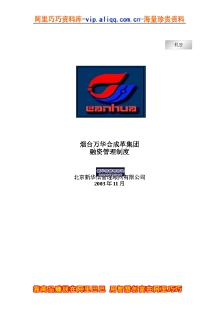 烟台万华合成革集团融资管理制度