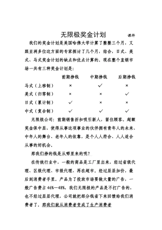 无限极奖金制度1