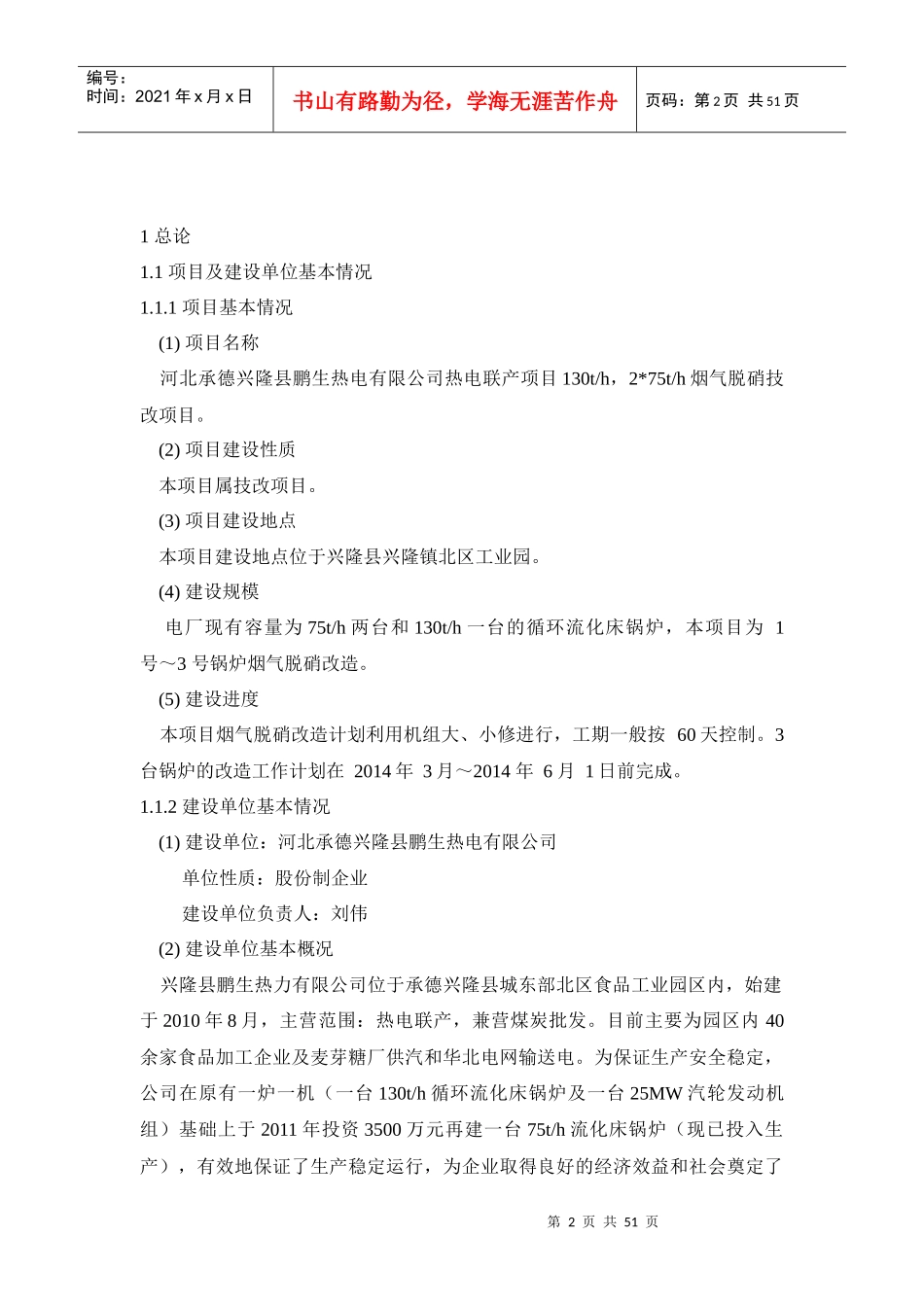 热力脱硝技改项目可行性研究报告_第2页