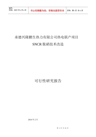 热力脱硝技改项目可行性研究报告