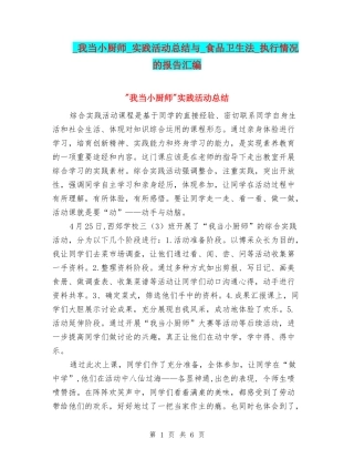 -我当小厨师-实践活动总结与-食品卫生法-执行情况的报告汇编