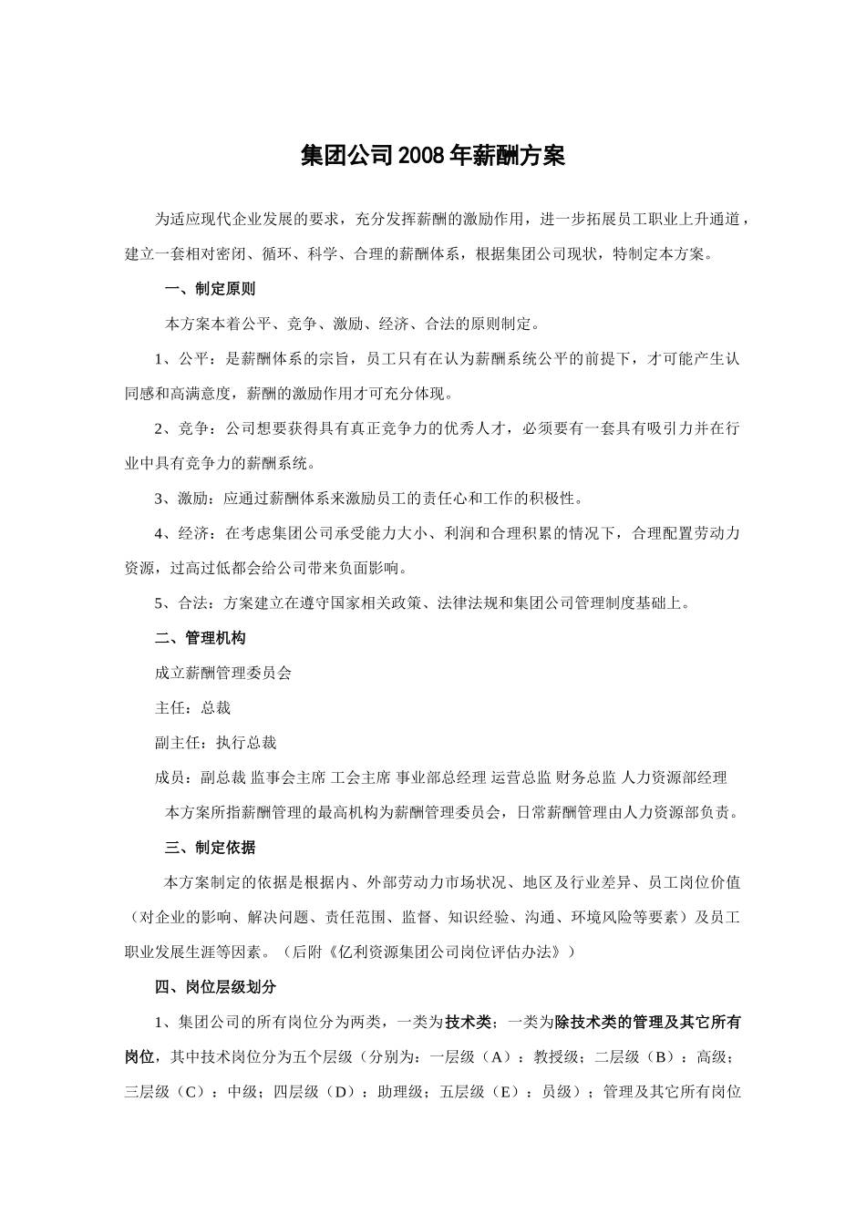 某某知名集团薪酬方案_第1页