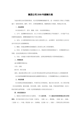 某某知名集团薪酬方案