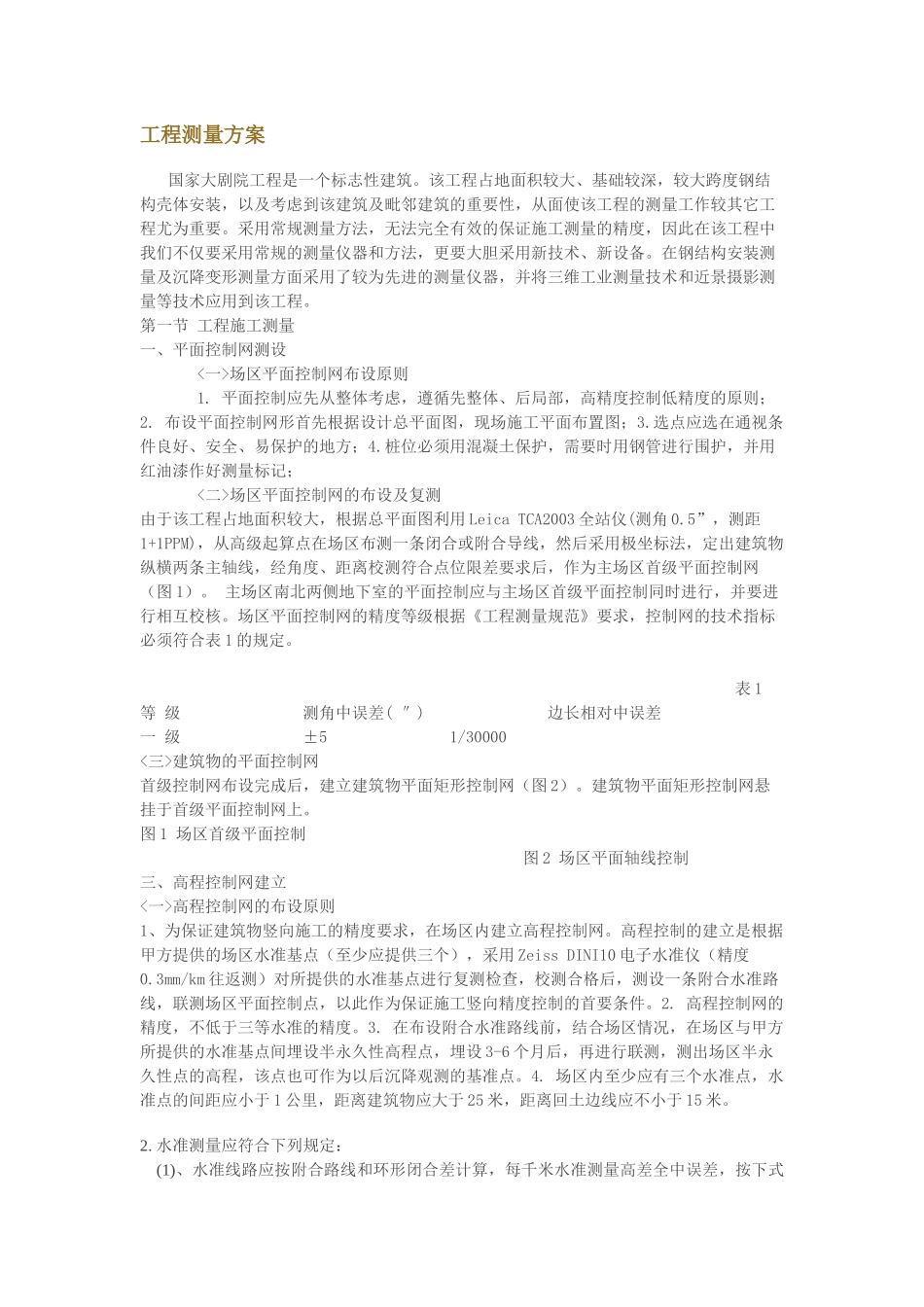 工程测量方案---国家大剧院_第1页