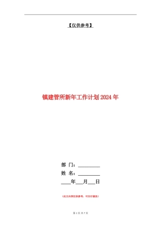 镇建管所新年工作计划2024年