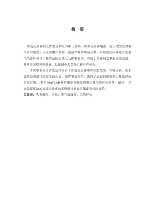 炼厂加氢反应器的事故后果定量风险评价(编程)